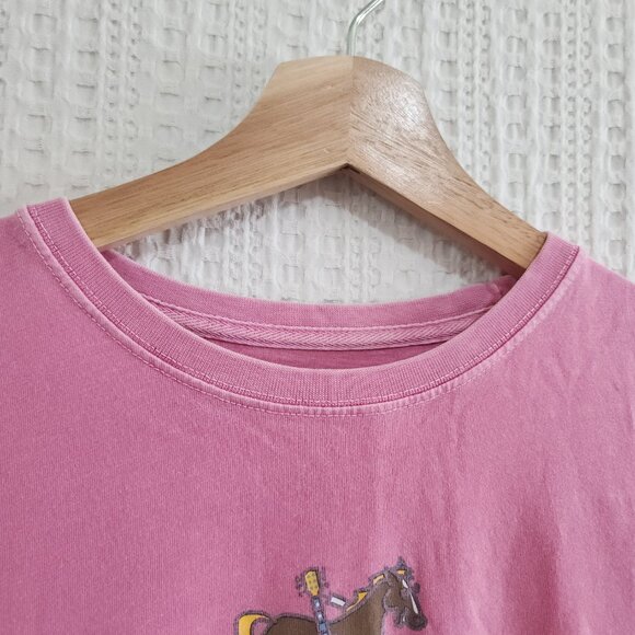 Life is Good Pink Horse Play Distressed Shirt Size Small - Picture 6 of 12